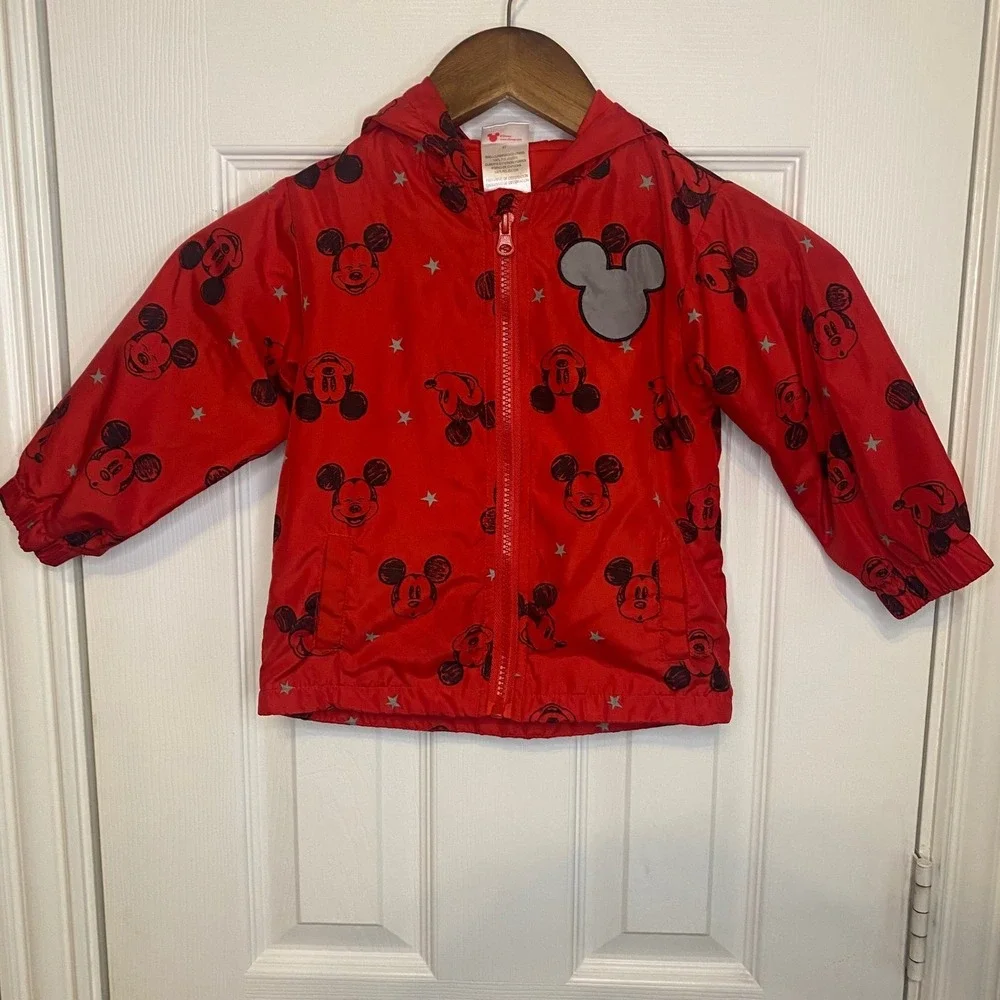 Disney Jacket Kids Size 2T Mickey Mouse Red Hooded Lightweight‎